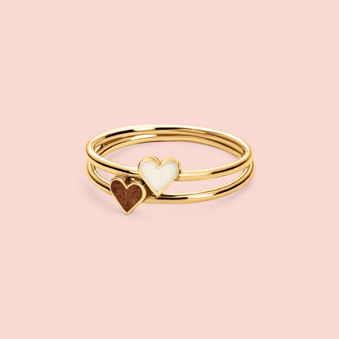 Anillo corazones unidos de Leche Materna ORO 18K