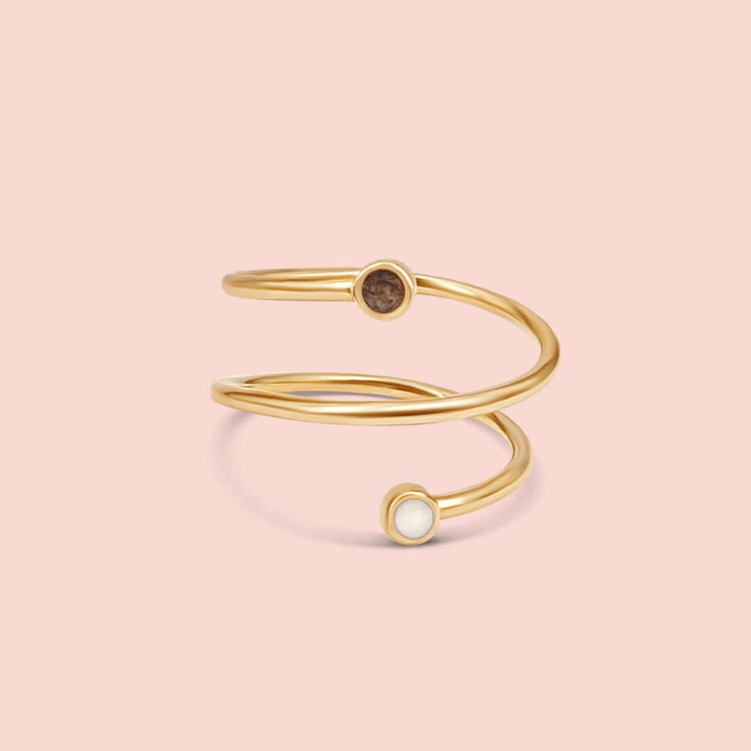 Anillo círculos enlazados de leche materna ORO 18K