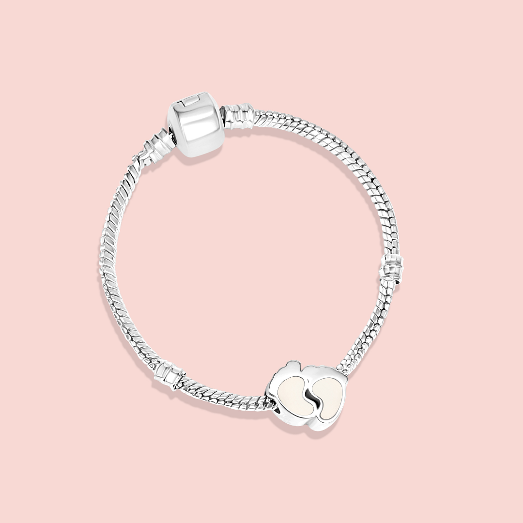 Cuenta/charm pulsera pies de leche materna