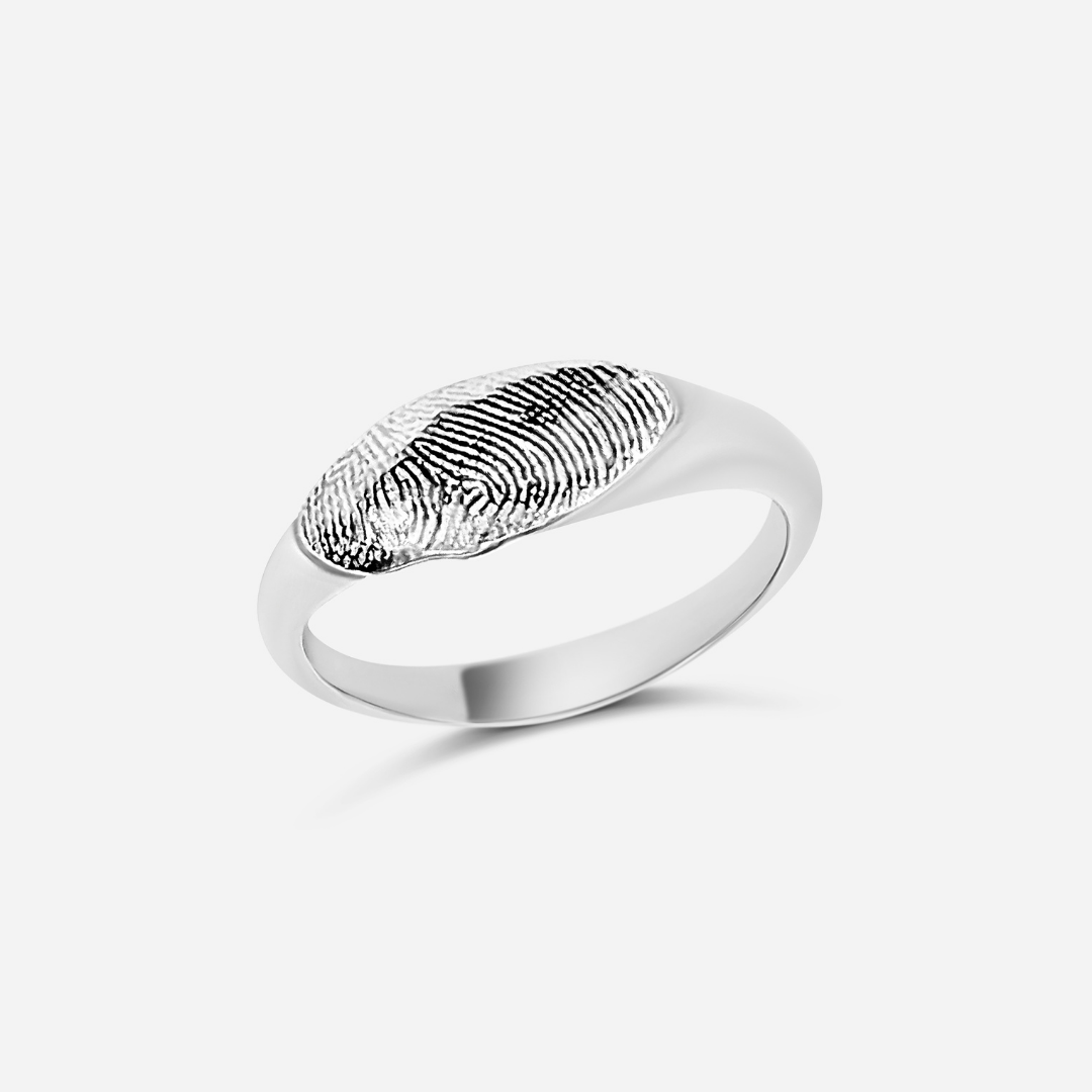 Anillo huella en plata de ley