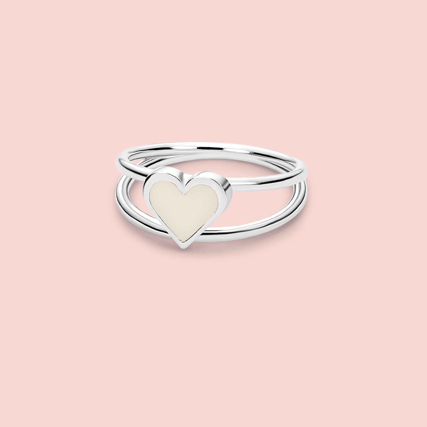 Anillo corazón doble aro de leche materna