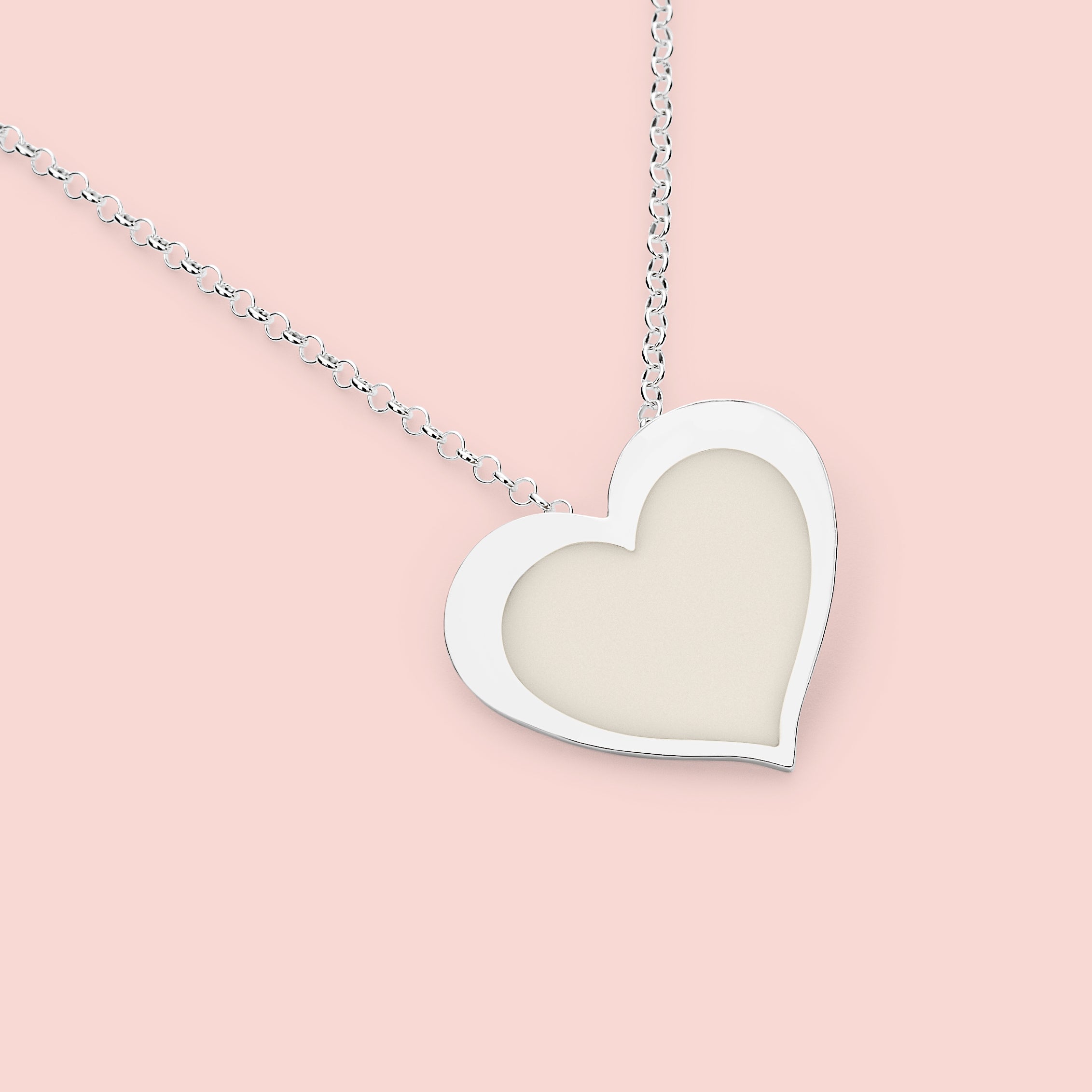 Colgante con forma de corazón de leche materna con borde en plata de ley, joya maternal personalizada hecha a mano