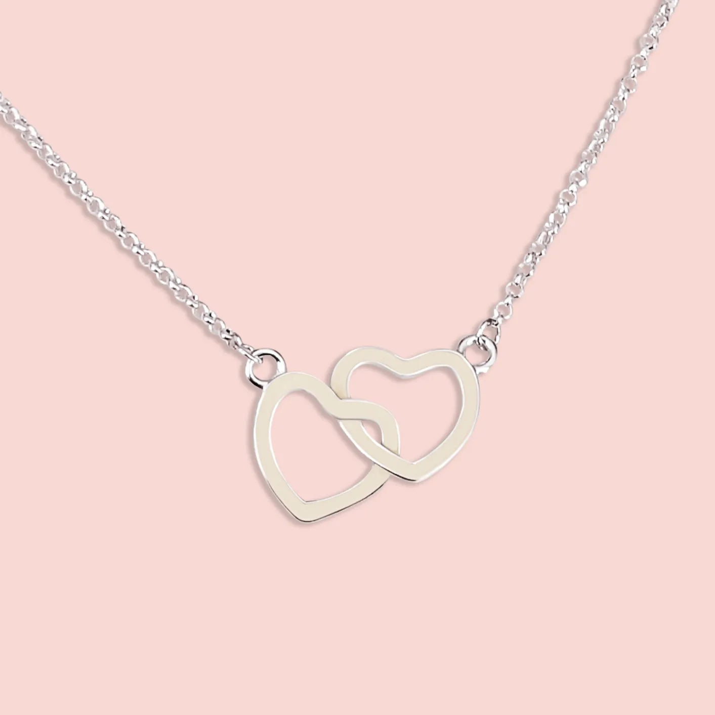 Colgante de corazones enlazados con leche materna en plata de ley, joya maternal personalizada hecha a mano
