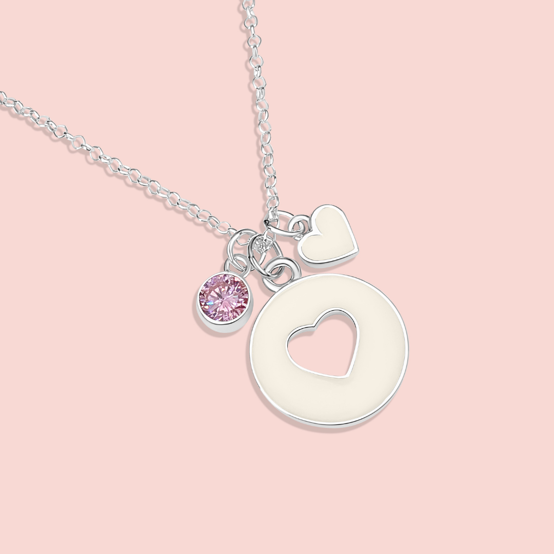 Colgante con forma de círculo con un corazón dentro de leche materna en plata de ley, joya maternal personalizada hecha a mano