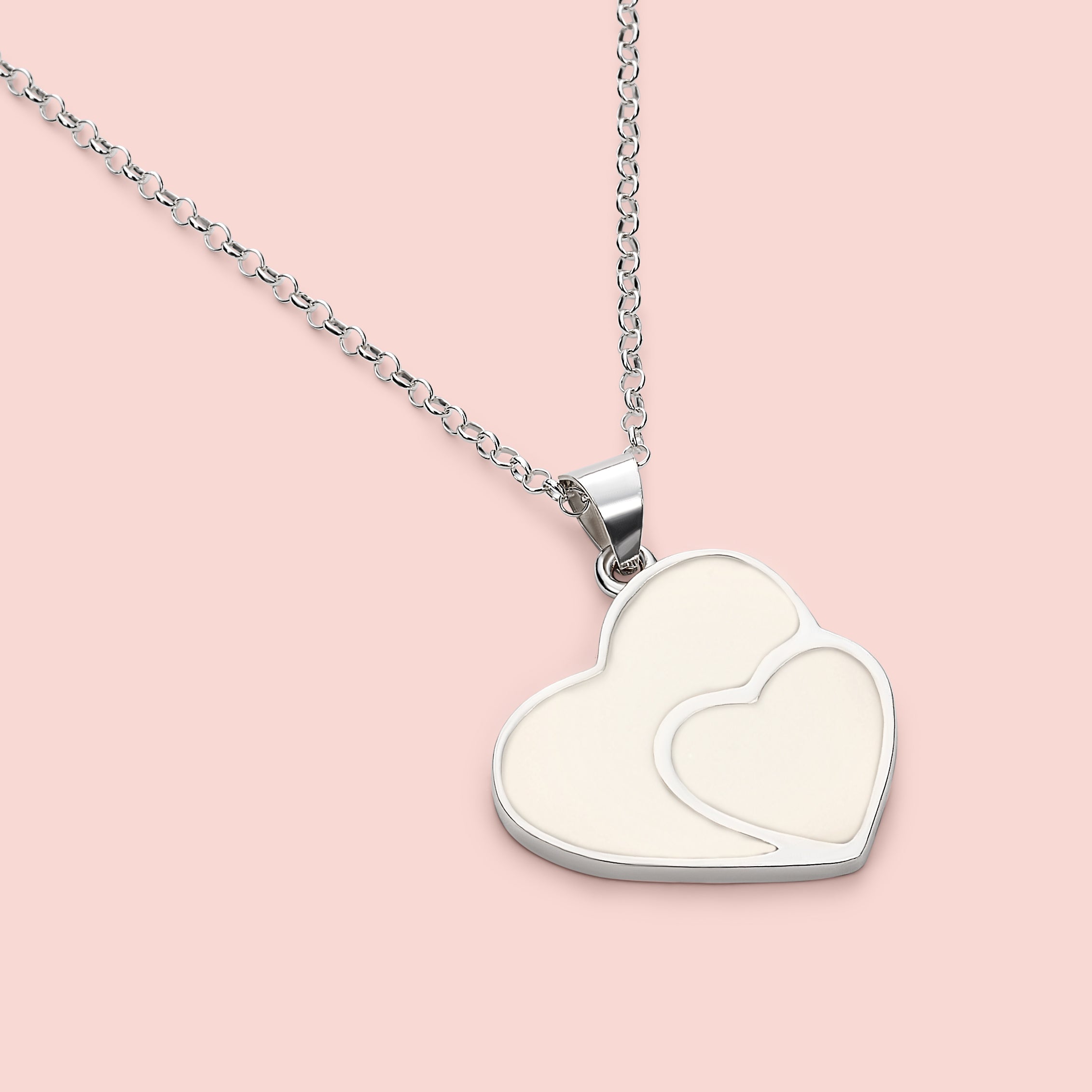 Colgante con forma de doble corazón de leche materna en plata de ley, joya maternal personalizada hecha a mano