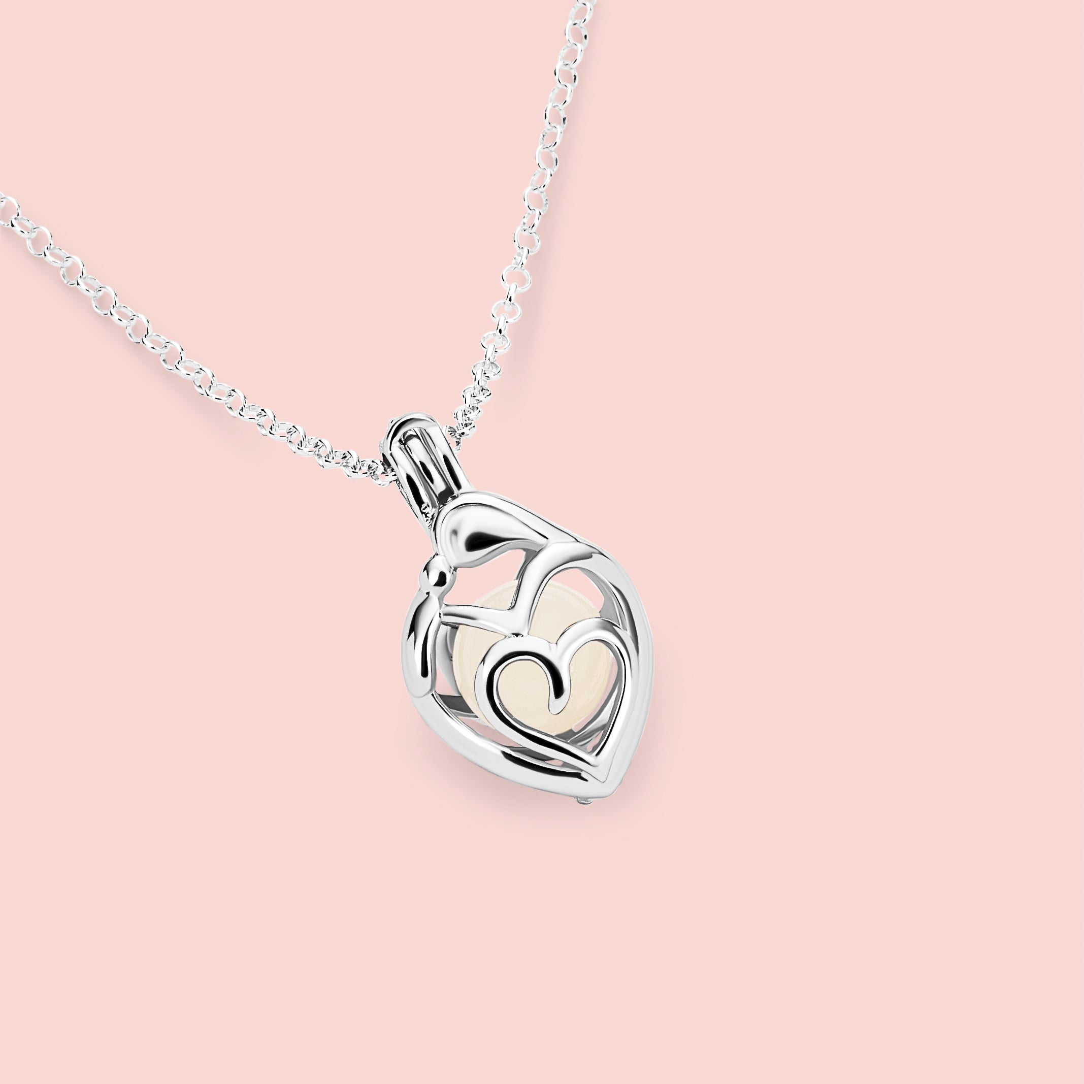 Colgante guarda tesoros mama y bebé que guarda dentro una perla de leche materna en plata de ley, joya maternal personalizada hecha a mano