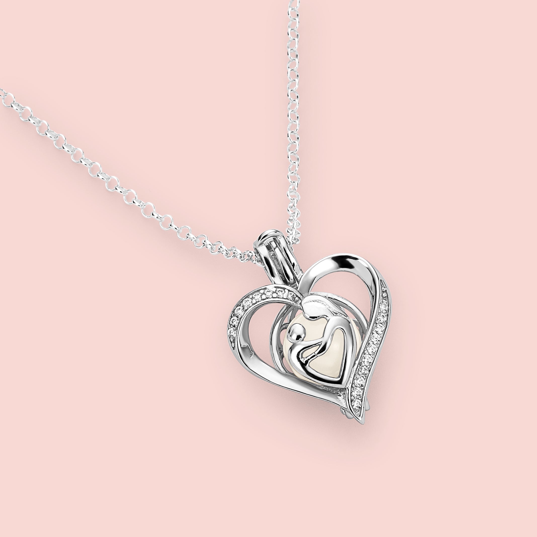 Colgante guarda tesoros unidos que guarda dentro una perla de leche materna en plata de ley, joya maternal personalizada hecha a mano