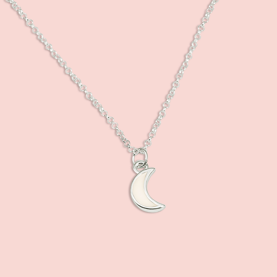 Colgante con forma de mini luna de leche materna en plata de ley, joya maternal personalizada hecha a mano