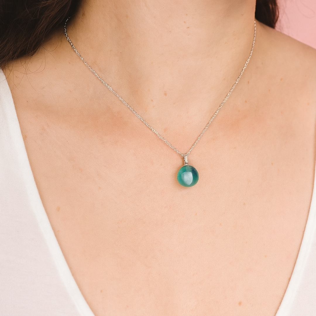 Pulsera con forma de perla con diente de leche puesto en el cuello, joya maternal personalizada