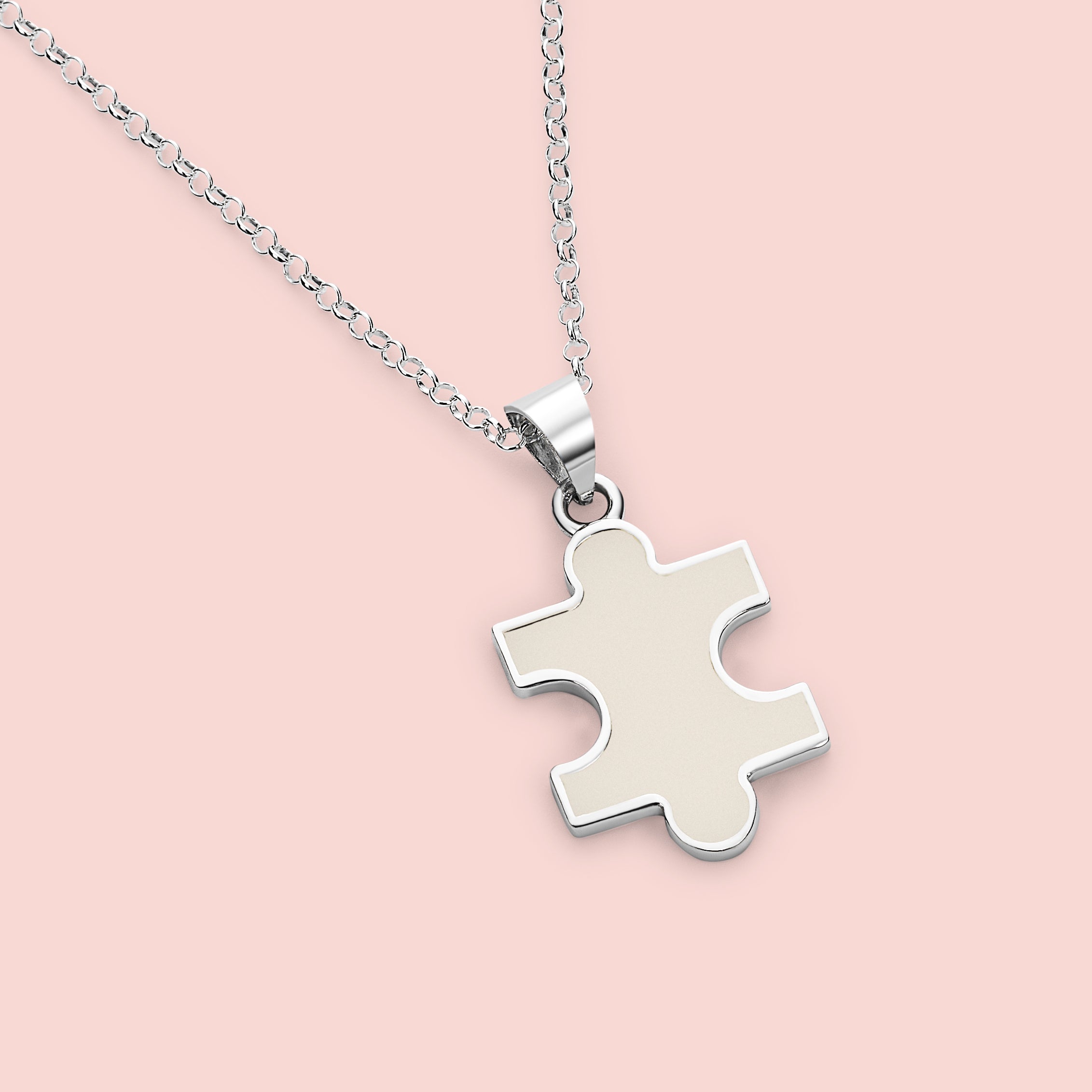 Colgante con forma de pieza de puzzle de leche materna en plata de ley, joya maternal personalizada hecha a mano