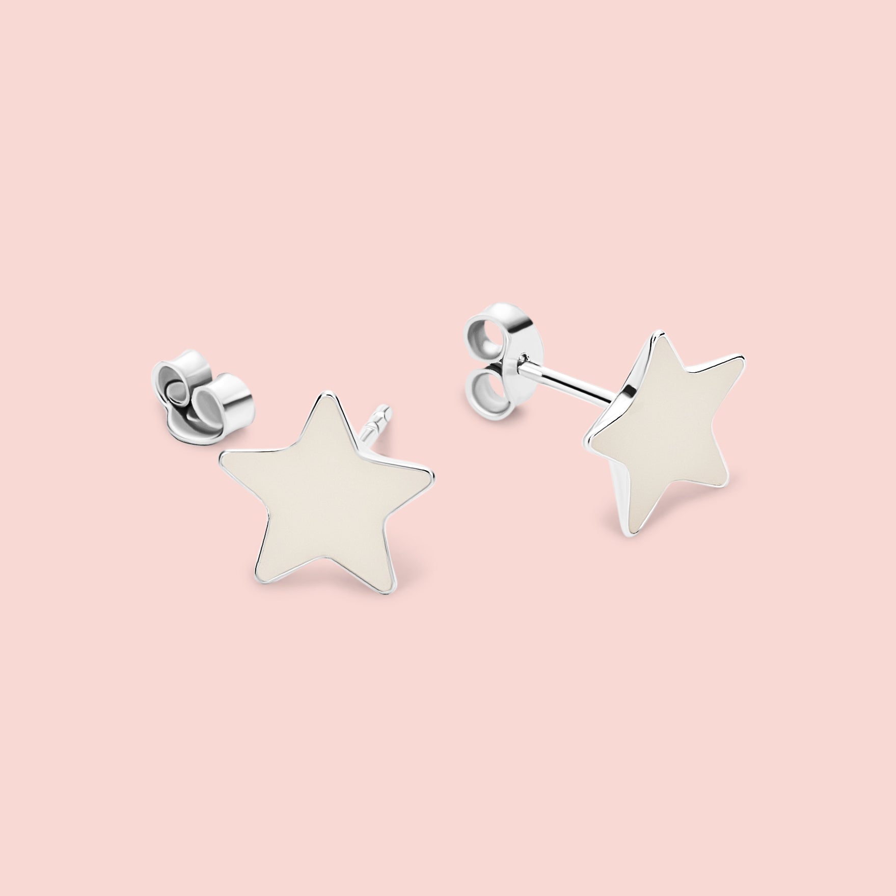 Pendientes de estrella con leche materna en plata de ley 925, joya personalizada hecha a mano