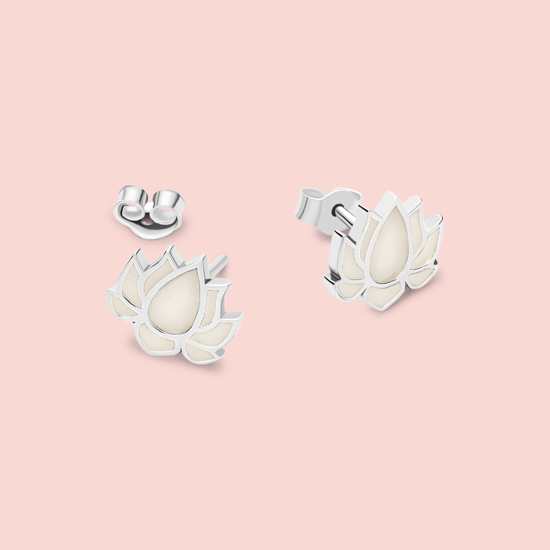 Pendientes de flor de loto con leche materna en plata de ley 925, joya personalizada hecha a mano