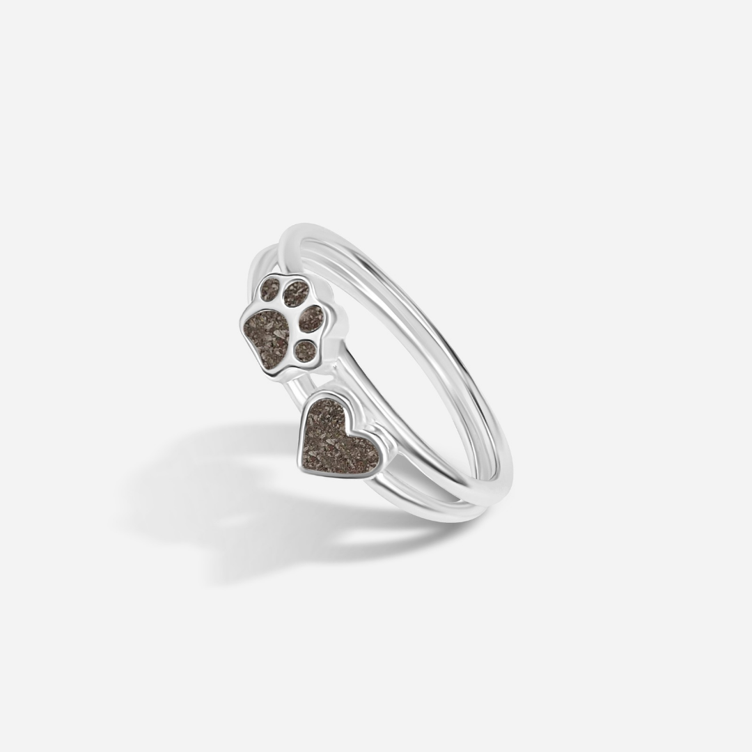 Anillo huella y corazón unidos de cenizas