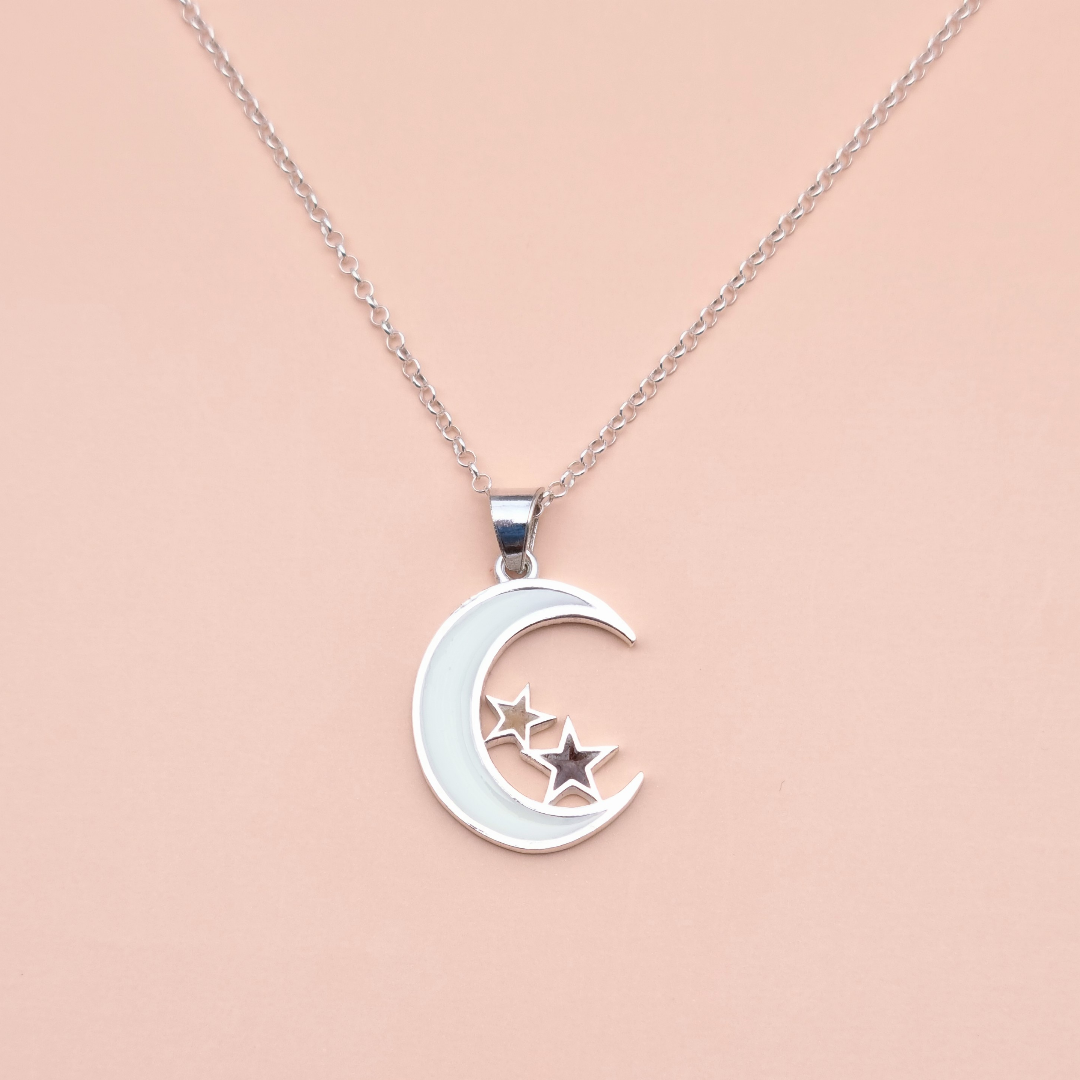 Colgante luna con estrellas de leche materna