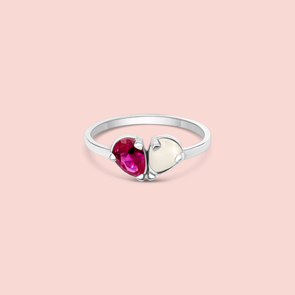 Anillo latido de leche materna y piedra de nacimiento
