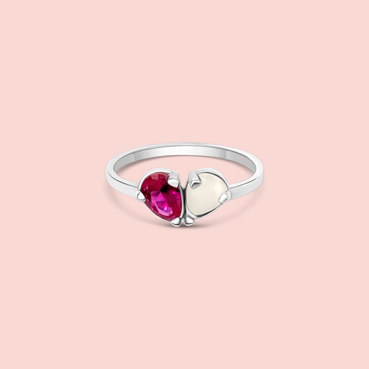 Anillo latido de leche materna y piedra de nacimiento
