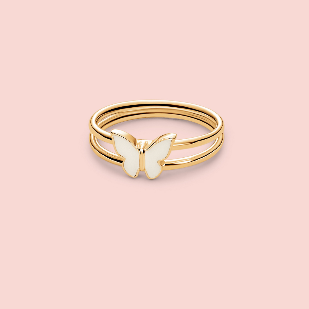 Anillo mariposa de Leche materna en ORO 18K