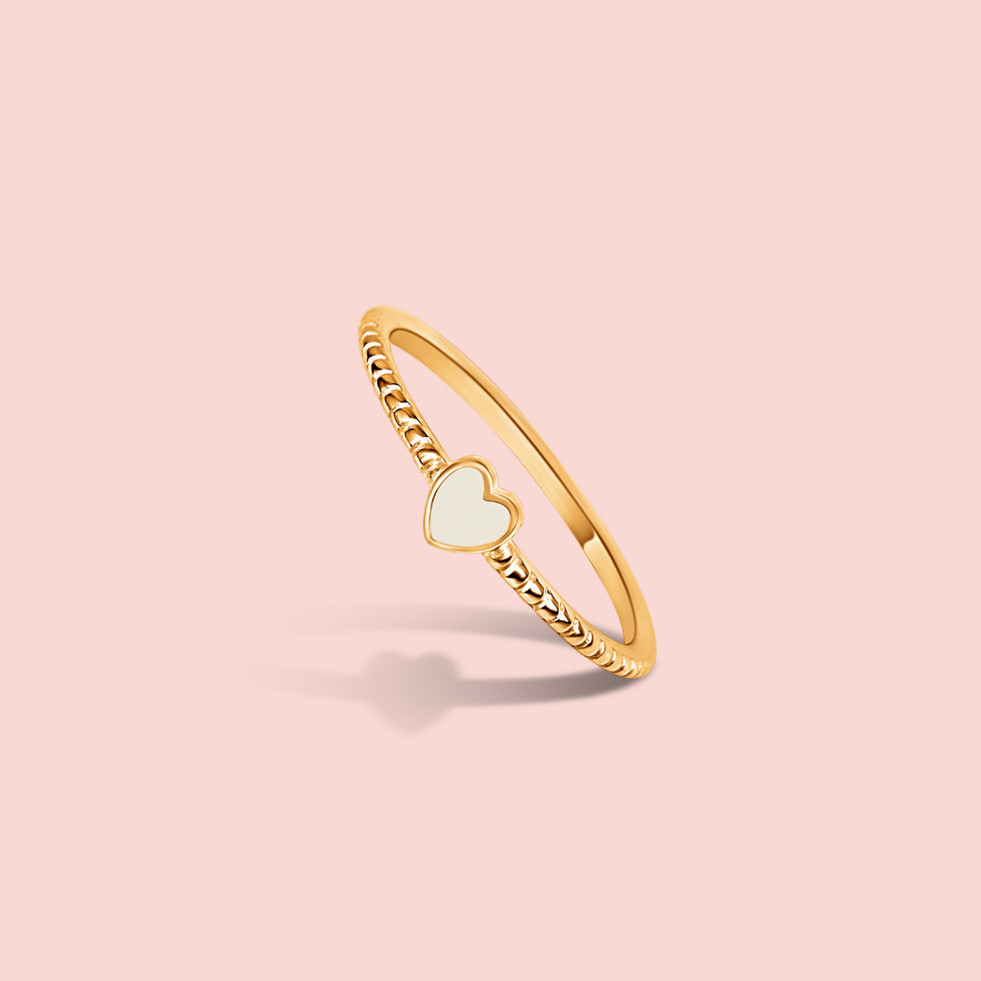 Anillo mini corazón de leche materna ORO 18K