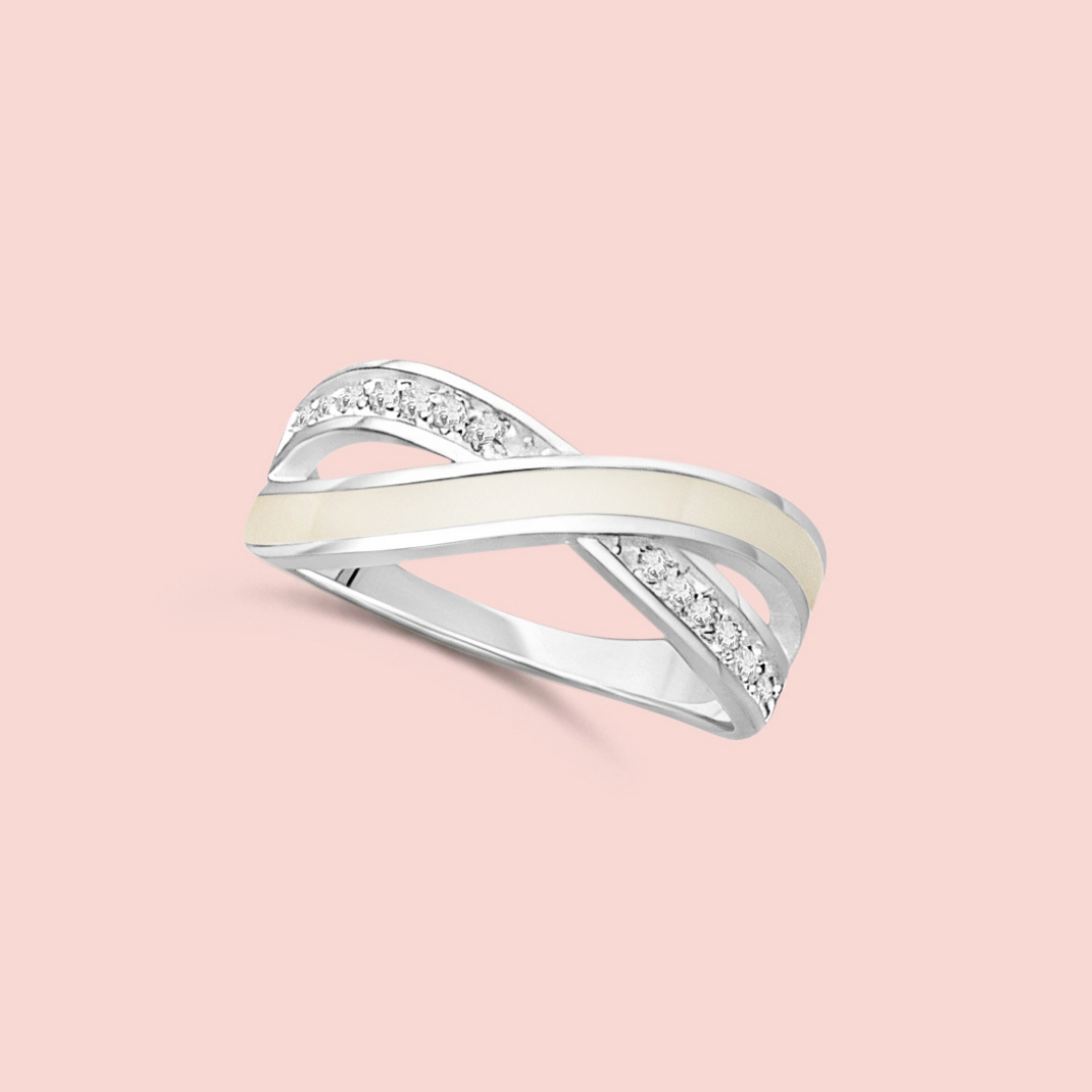Anillo lazo con circonitas de leche materna
