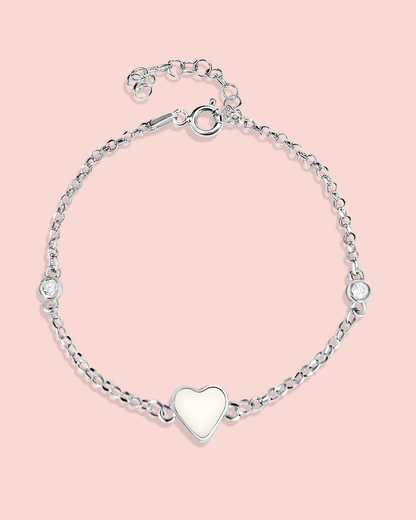 Pulsera corazón con circonitas de leche materna