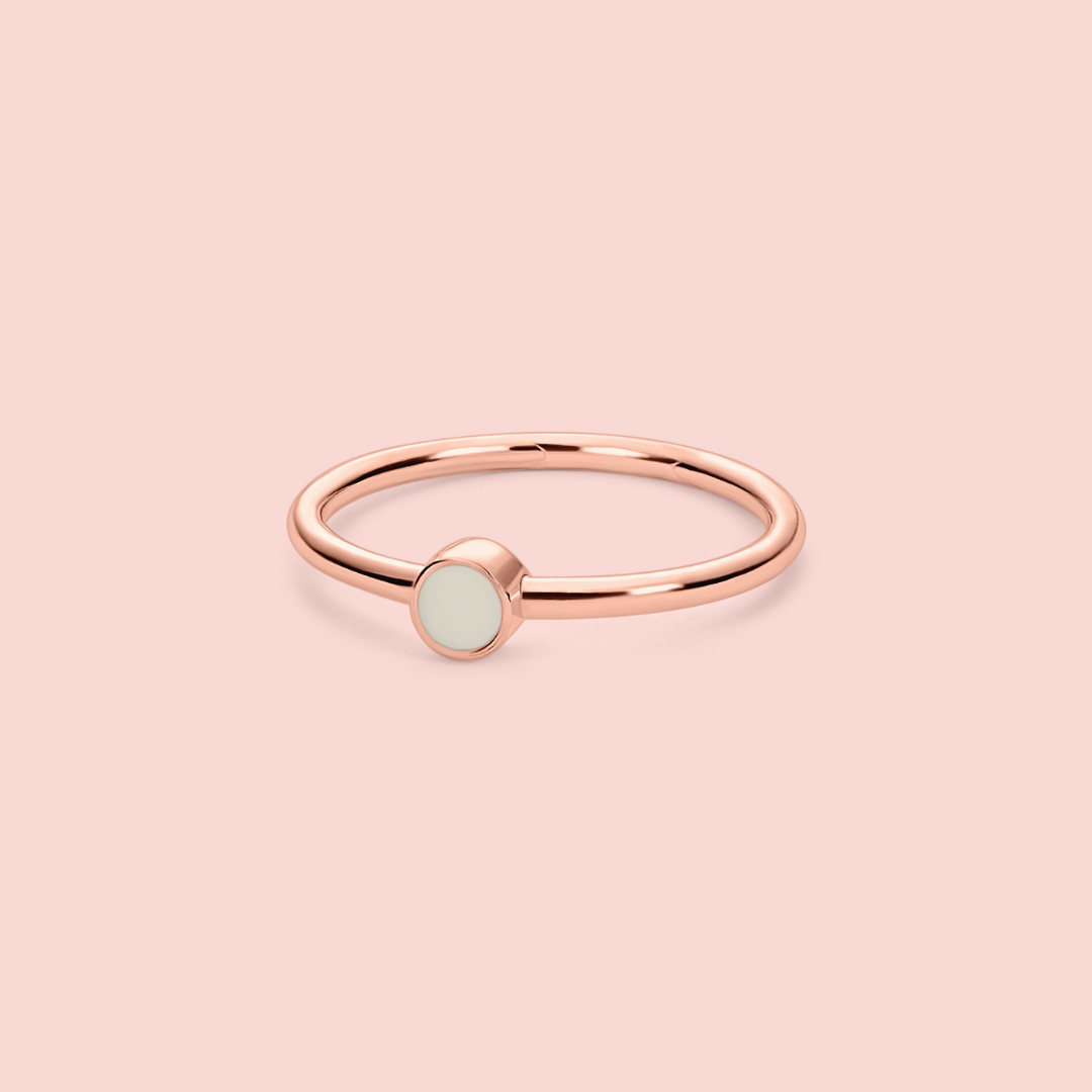 Anillo solitario de Leche materna ORO 18K