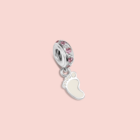 Cuenta/ Charm  pulsera pie colgante de leche materna con piedras de nacimiento
