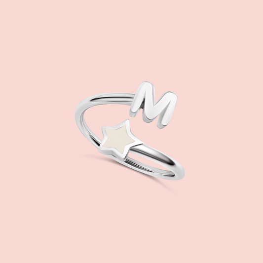 Anillo inicial personalizada y estrella de leche materna