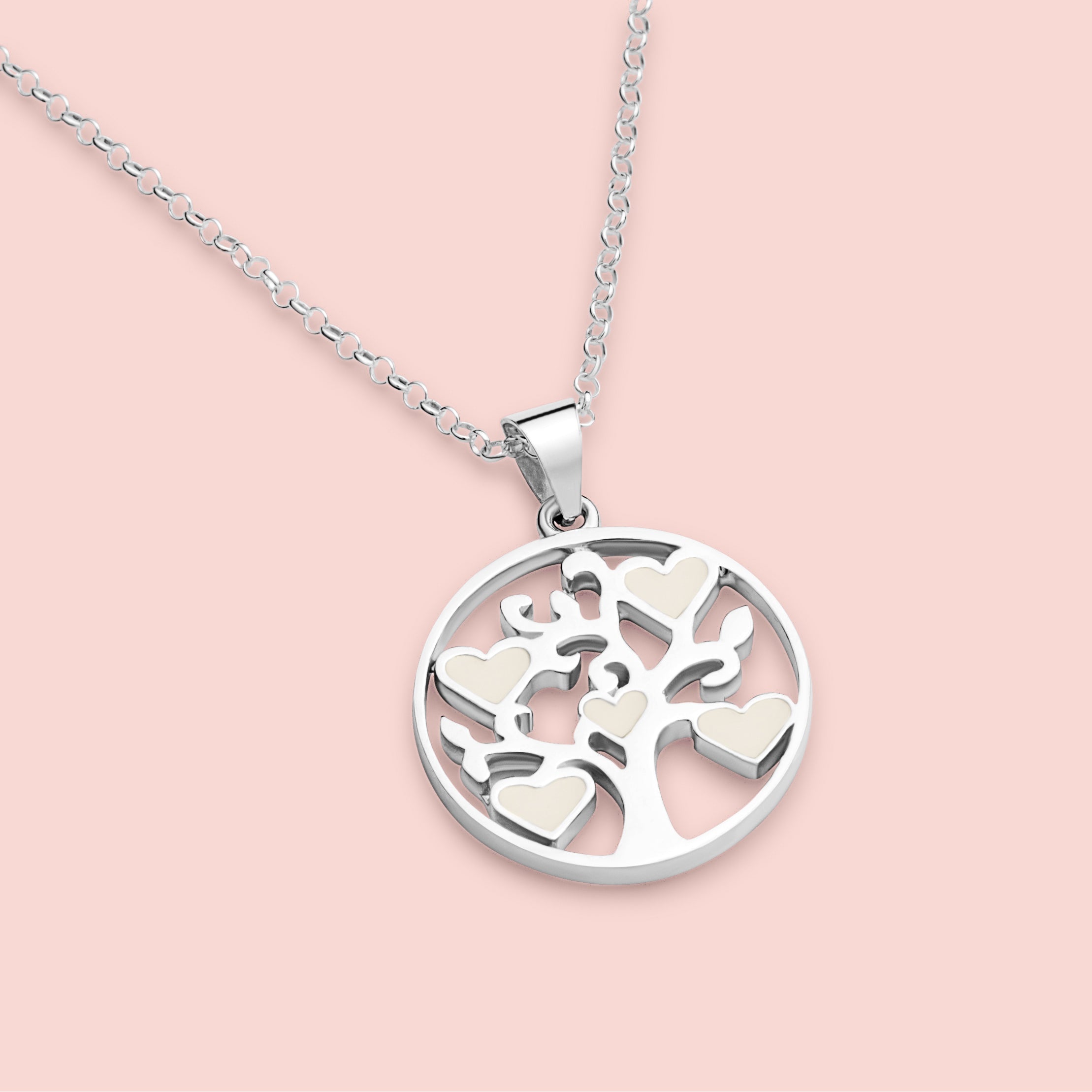 Colgante con forma de árbol con corazones de leche materna en plata de ley, joya maternal personalizada hecha a mano
