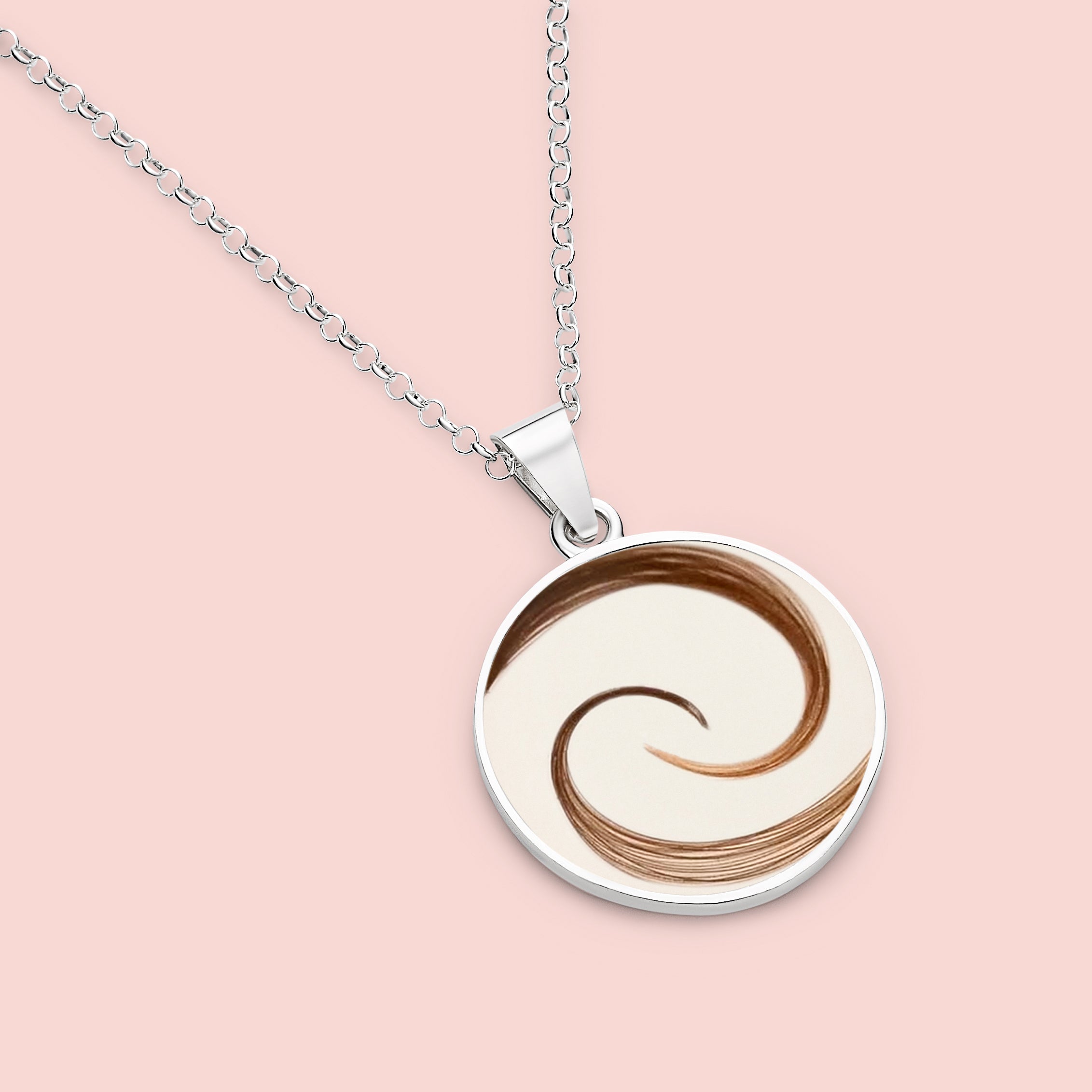 Colgante con forma de círculo con leche materna y pelo en plata de ley, joya maternal personalizada
