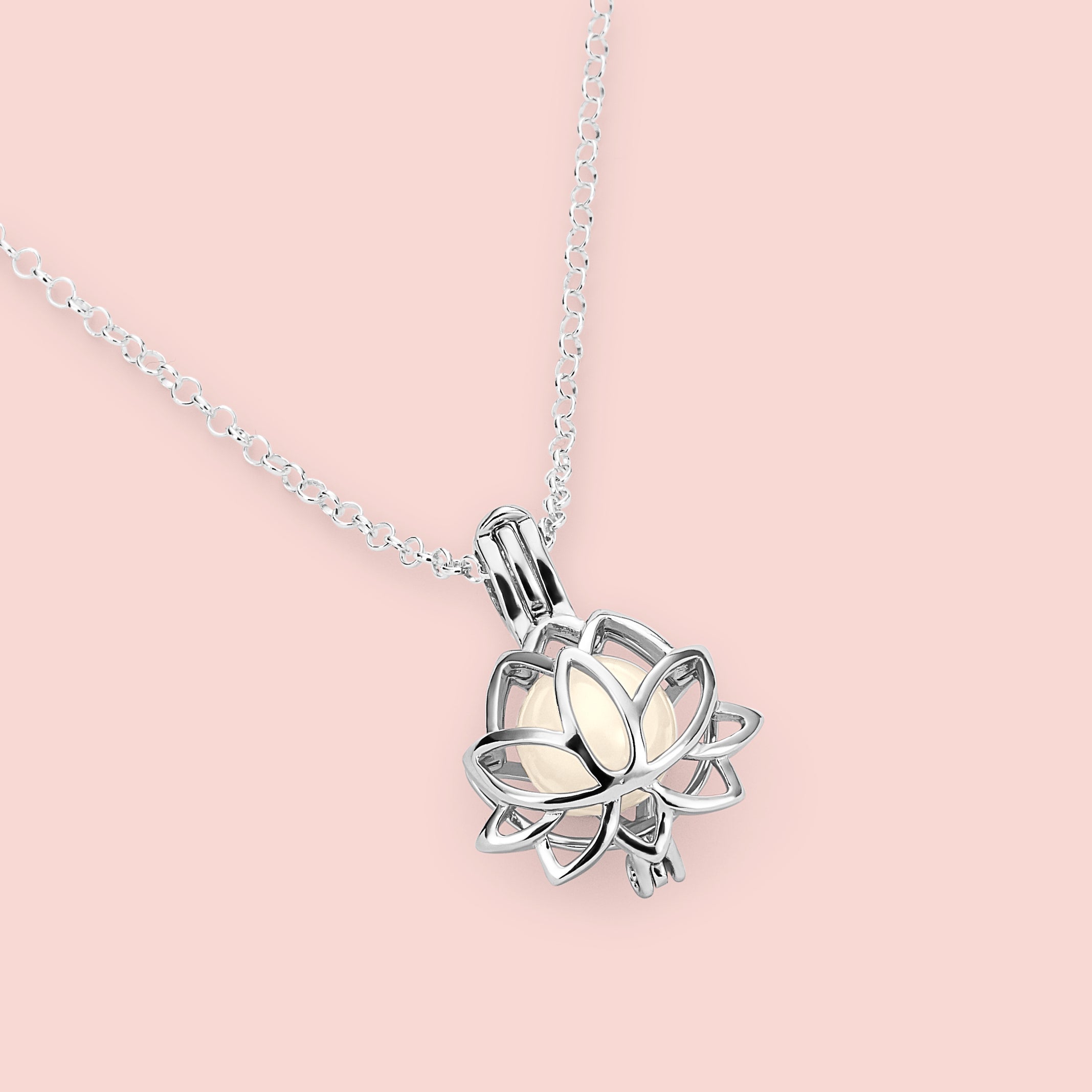 Colgante guarda tesoros flor de loto que guarda dentro una perla de leche materna en plata de ley, joya maternal personalizada hecha a mano
