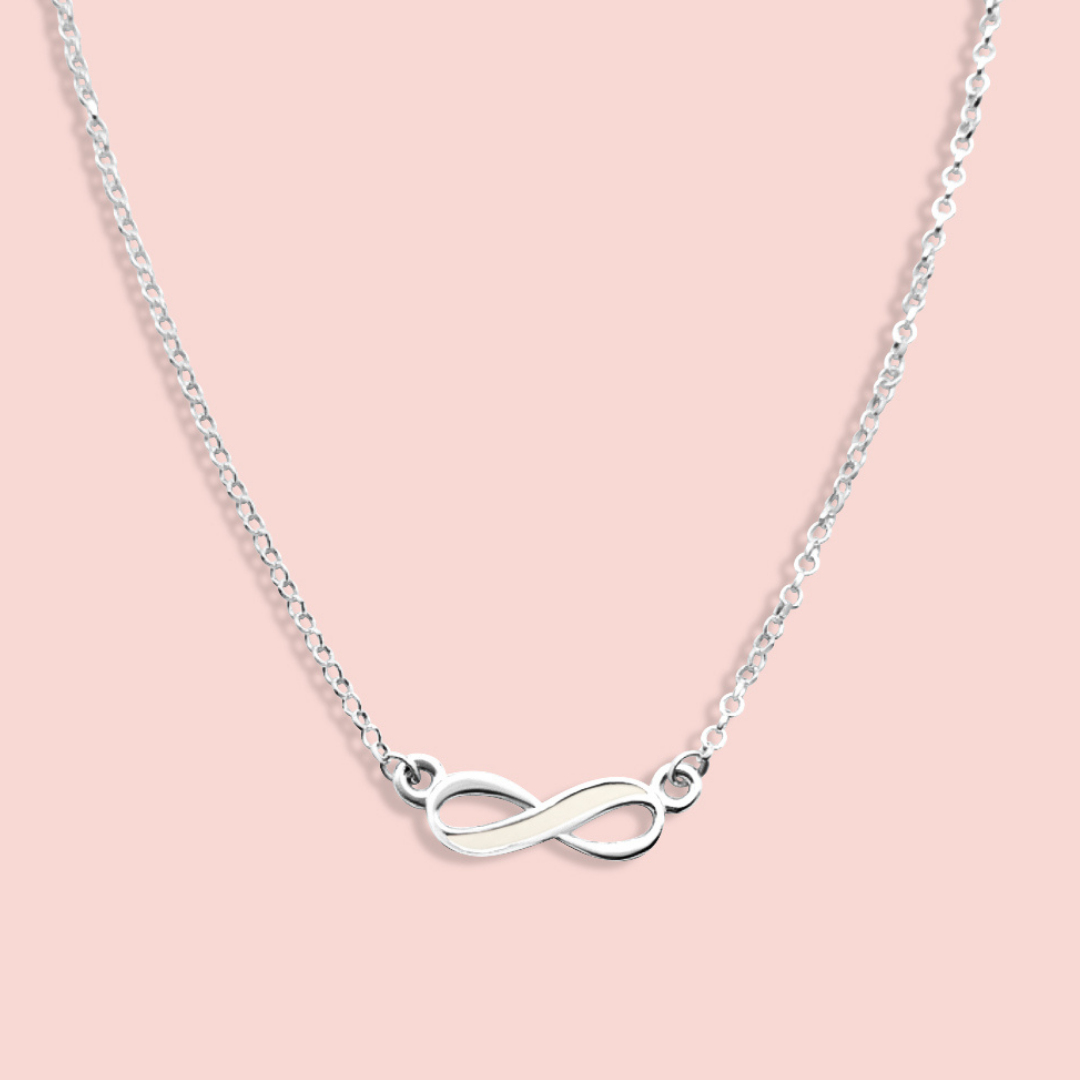 Colgante con forma de infinito de leche materna en plata de ley, joya maternal personalizada hecha a mano
