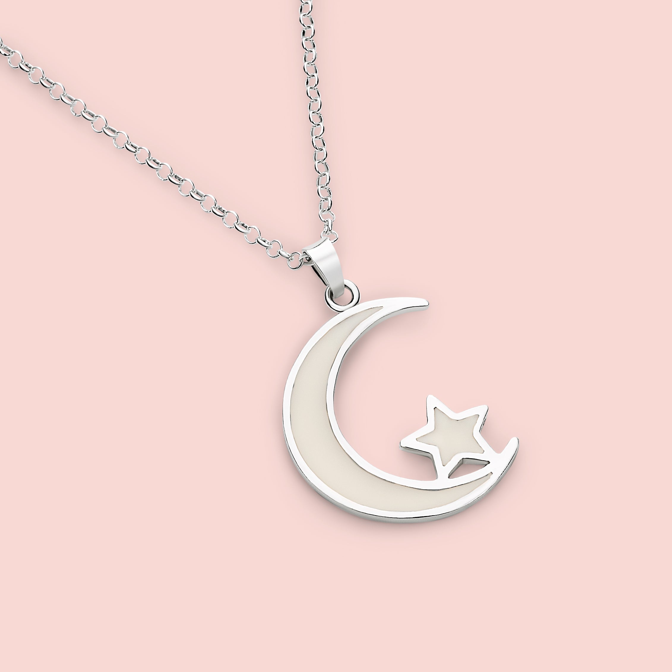 Colgante con forma de luna con estrella de leche materna en plata de ley, joya maternal personalizada hecha a mano

