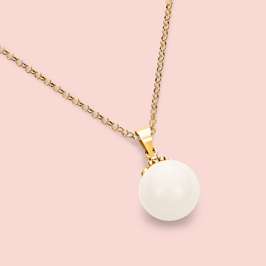 Colgante con forma de perla de leche materna en oro de 18 quilates, joya maternal personalizada hecha a mano
