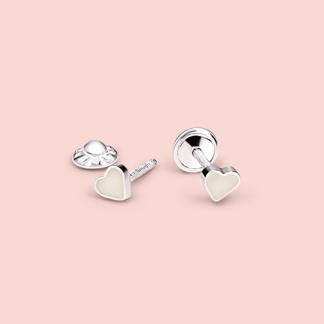 Pendientes para bebés con corazones de leche materna en plata de ley 925, joya personalizada hecha a mano