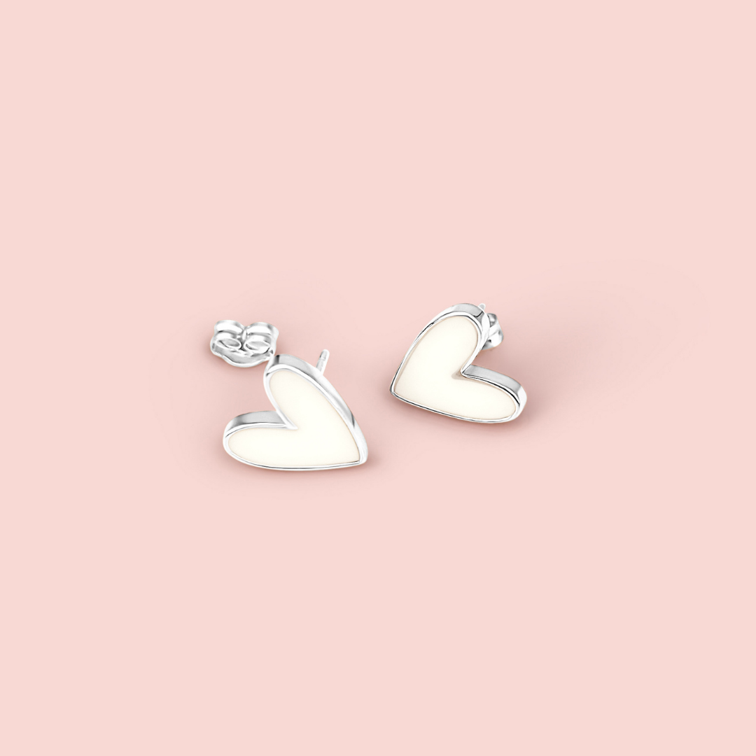 Pendientes con corazones estilizados de leche materna en plata de ley 925, joya personalizada hecha a mano