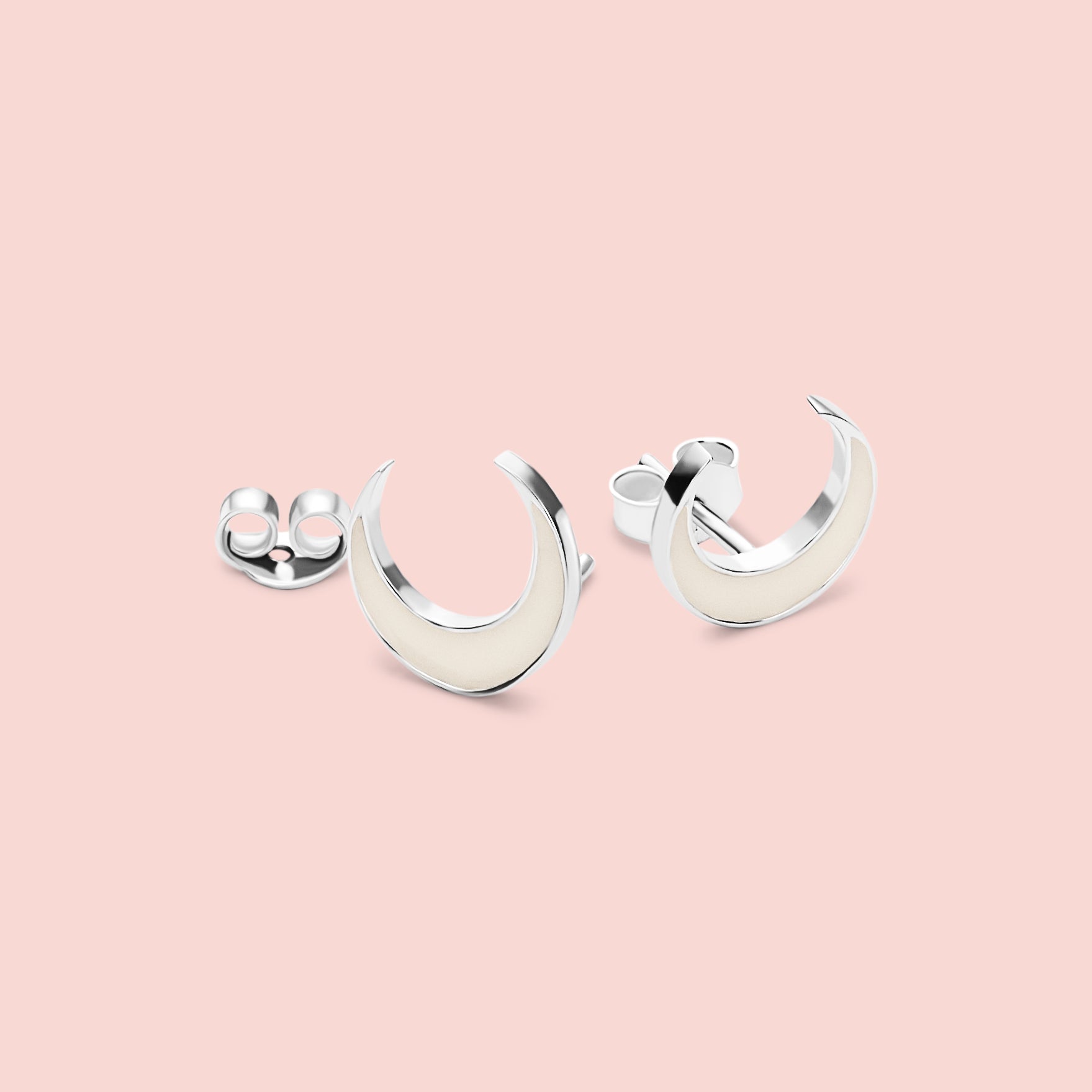 Pendientes con luna invertida de leche materna en plata de ley 925, joya personalizada hecha a mano