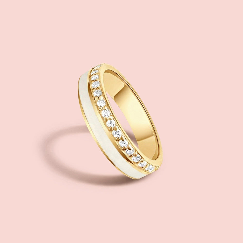 Anillo alianza luz de vida de leche materna en ORO 18K