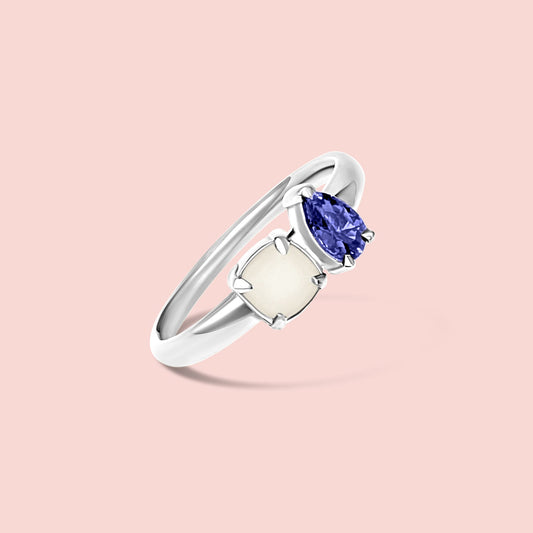 Anillo dual de leche materna y piedra de nacimiento