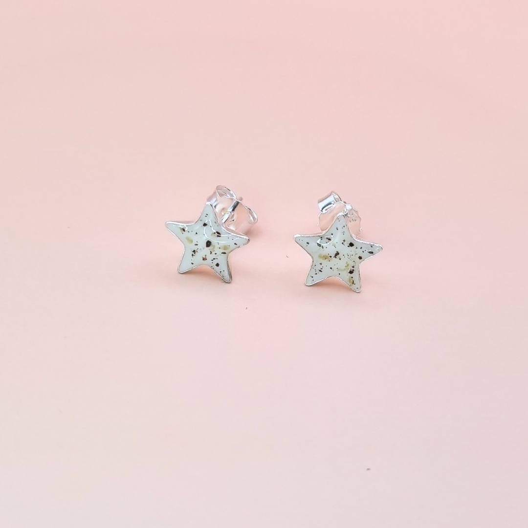 Pendientes de estrella con leche materna y cordón umbilical, joya personalizada hecha a mano